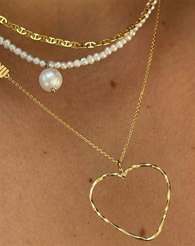 Stine A - Funky Heart Vedhæng - Guldfarvet